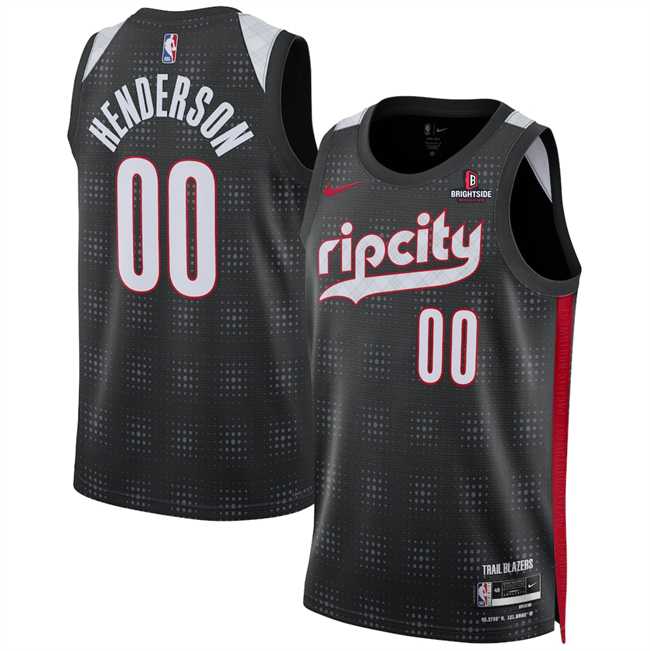 Mens Portland Trail Blazers #00 Scoot Henderson Black 2024-25 City Edition Edition Stitched Jersey Dzhi